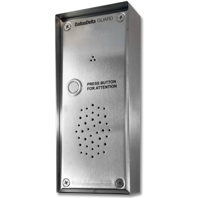 DALLAS DELTA GUARDMK2VOIP1BV GUARD IP/VOIP 1-BUTTON AUDIO DOOR STATION SILVER S/S SURFACE MOUNTED POE 9-50VDC
