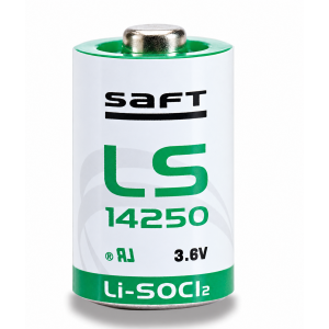 SAFT LS14250 1/2 AA 3.6VDC 1.2AH LITHIUM-THIONYL CHLORIDE 35MA -60~+85° NON-RECHARGEABLE FLAT CONTACT