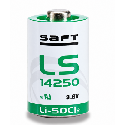 SAFT LS14250 1/2 AA 3.6VDC 1.2AH LITHIUM-THIONYL CHLORIDE 35MA -60~+85° NON-RECHARGEABLE FLAT CONTACT