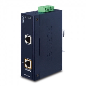 PLANET IPOE-162 INDUSTRIAL 1-PORT MEDIA CONVERTER POE+ INJECTOR 30W 13.3MPPS -40~+75° 12-48VDC