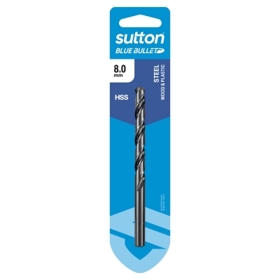 BLUE BULLET D102H0800 D102H 8MM JOBBER DRILL BIT FERROUS METALS, ALSO WOOD AND PLASTIC M2 HIGH SPEED STEEL BLACK 8DIAX117H (MM)