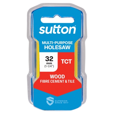 SUTTON H1270320 H127 32MM MULTI-PURPOSE HOLESAW TCT YELLOW