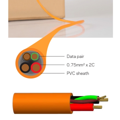 GALLAGHER C303900 SECURITY CABLE 2X 14/0.20 & 2X 24/0.20 2 PAIR STRANDED UNSCREENED PVC SHEATH 300M REEL ORANGE